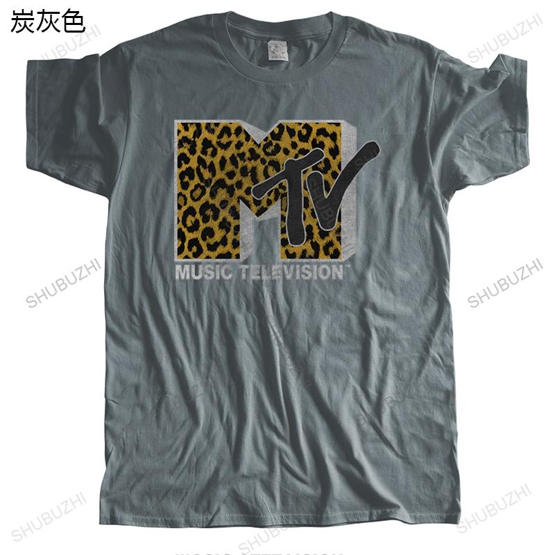 Man Crew Neck Short Sleeve Tshirt Men Cotton Tops MTV Cheetah Print Logo Music Television Brand Unisex Teeshir for Him Plus Size