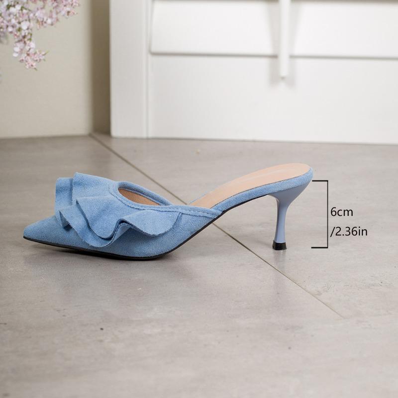 Designer Spring Summer Design Pointed Toe Women Slippers Elegant Thin Heels Slingbacks Party Dress Slides Shoes