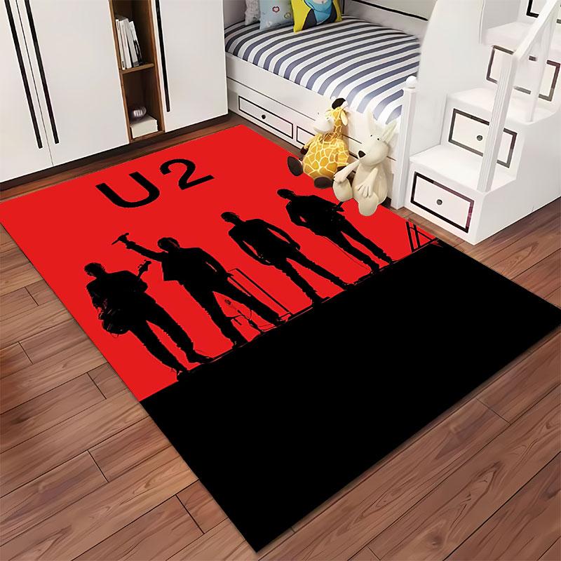 Band Silhouette with Red Background Suitable As a Non-slip Mat for the Living Room or Bedroom Sofa