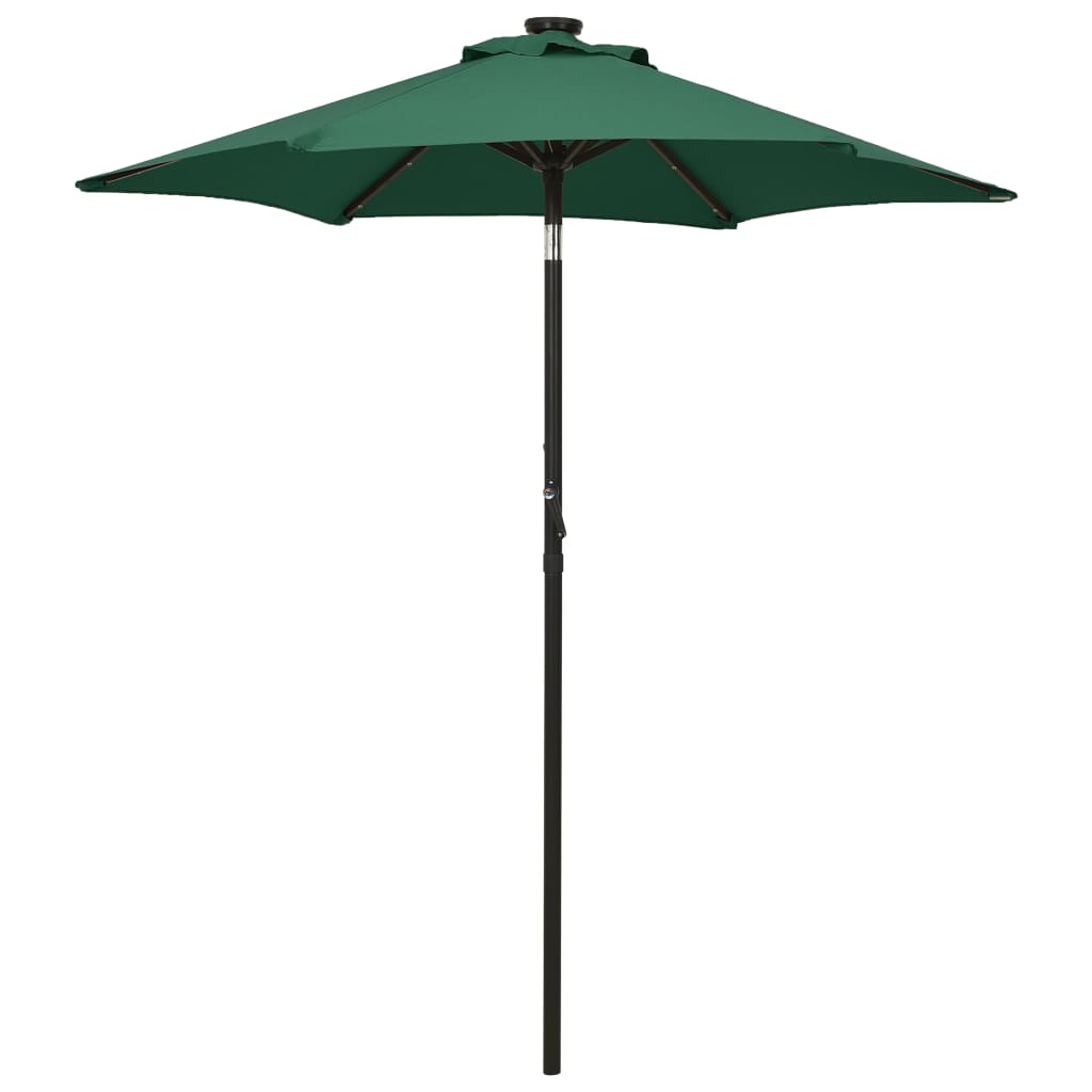 LED Illuminated Sun Umbrella Green 200 X 211 Cm Aluminum Frame