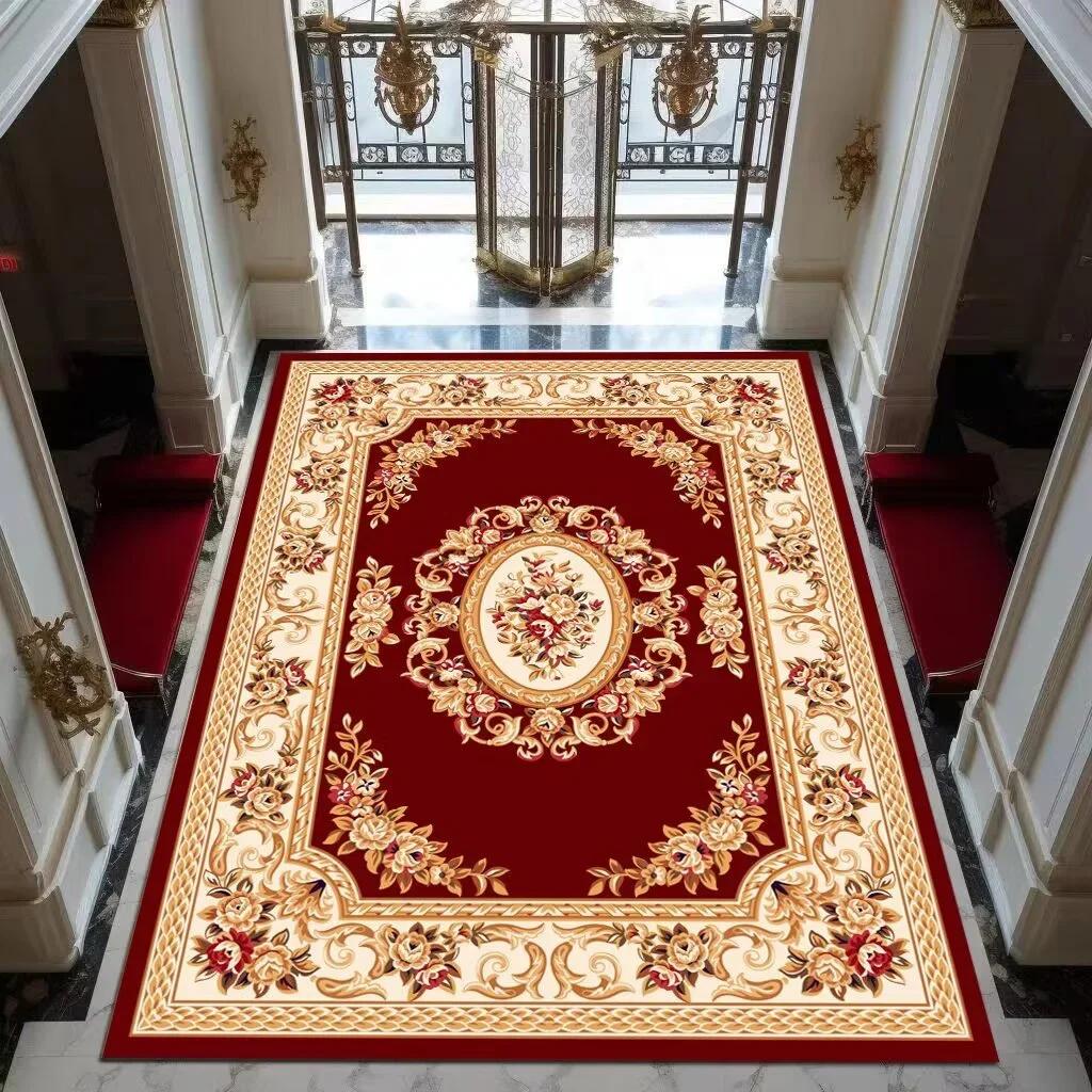 Red Gold High-end Luxury Carpet Living Room Large Area Rug Europe and America Home Decoration Bedroom Rug Washable Floor Mat