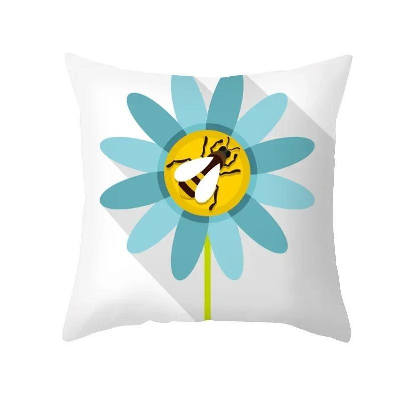 Office Living Room Home Pillowcase Car Ornaments Cartoon Bee Print Pillowcase