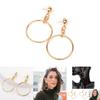 Stunning Gold Geometric Circle Earrings Fashionable Alloy Design For Women