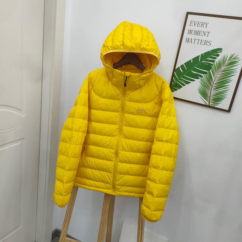 European and American Ribs Down Jacket Women's Autumn and Winter New Fashion Casual Hooded Light Duck Down Jacket Warm Jacket