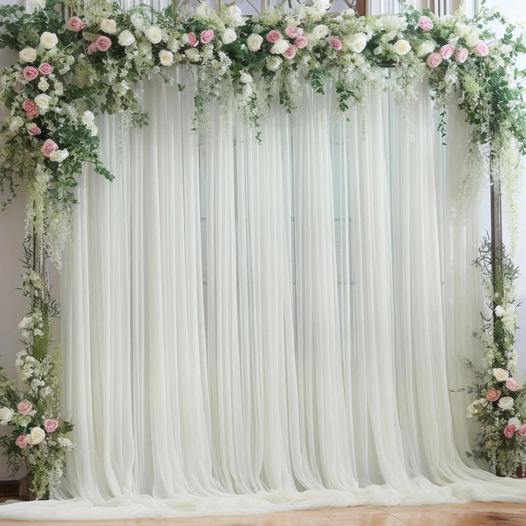 1PC Sage Green Chiffon Backdrop Curtains, Sheer Fabric Backdrop Drapes Drapes for Bridal Shower Wedding Arch Party Decoration