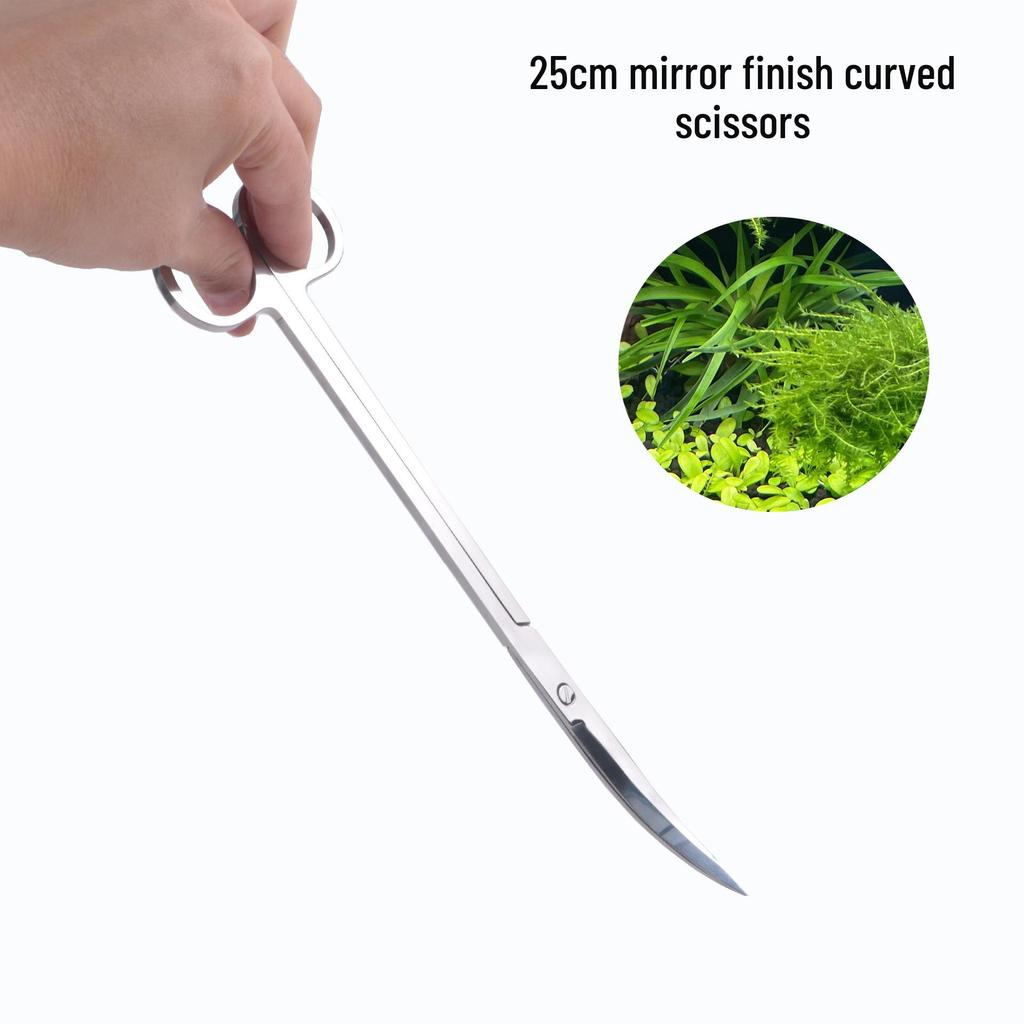 Aquatic Plant Care Kit: Scissors, Sand Leveler, Tweezers, Cloth Bag - 5-Piece Set.