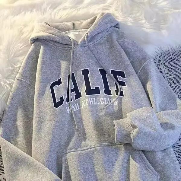 Hooded Sweatshirt Men's Autumn Winter Fleece-lined Thickened Loose Fit Top Couple Idle Style Trendy Brand Sport Jacket