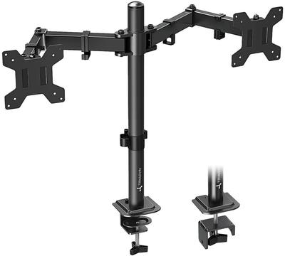 New Triadyn DuoClamp Desk Mount for Two Monitors or TVs 17-32" Ergonomic Adjustable Swivel TRD-BLK-2ST-17"-32"