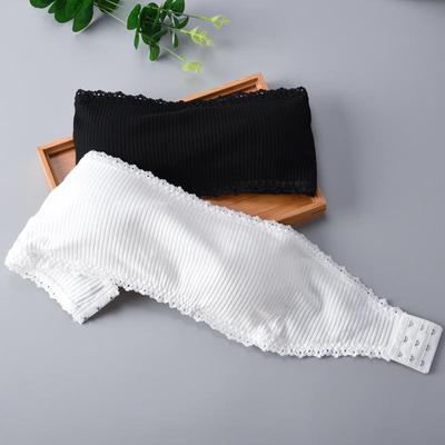 Geripptes Baumwoll-Bandeau-Top für Mädchen - Unsichtbarer Rücken, Bügellos, Knopfleiste als Unterhemd.