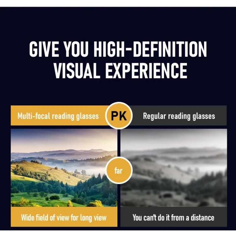 Progressive Multifocales Photochromic Reading Glasses Men's Retro Ultra Light Square Frame Anti Blue Light Eyeglasses Diopter