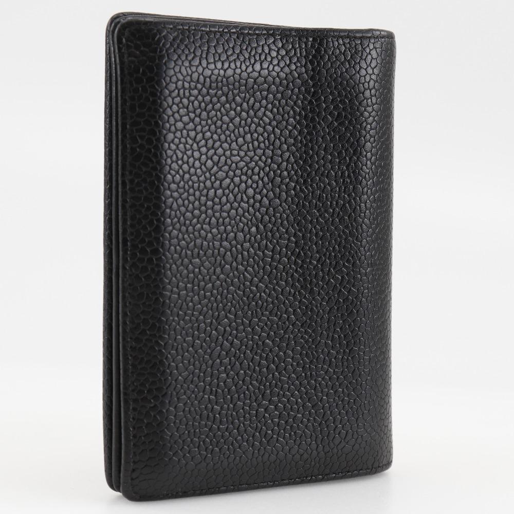 Chanel COCO Mark Name Card Holder Card Case Black Caviar Skin Women Used