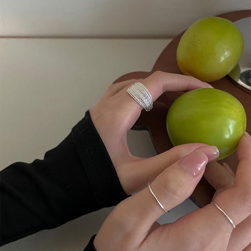 Exquisite Geometric Open Adjustable Copper Ring For Women In Vintage Minimalist Style