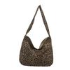 Casual Personality Hand Carry Fashion Trend Underarm Leopard Print On the New Large Capacity Canvas Lazy Style Shoulder Tote Women's Bag