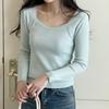 New Arrivals Open Run Crew Neck Slim Fit Spring Knit Light Blue