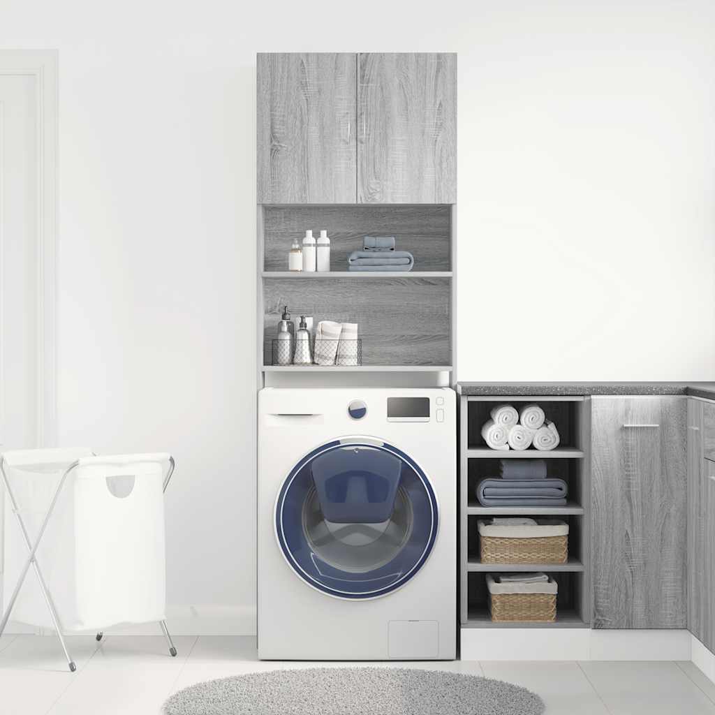 Mobile per Lavatrice Grigio Sonoma 64 x 24 x 190 cm Legno Ingegnerizzato