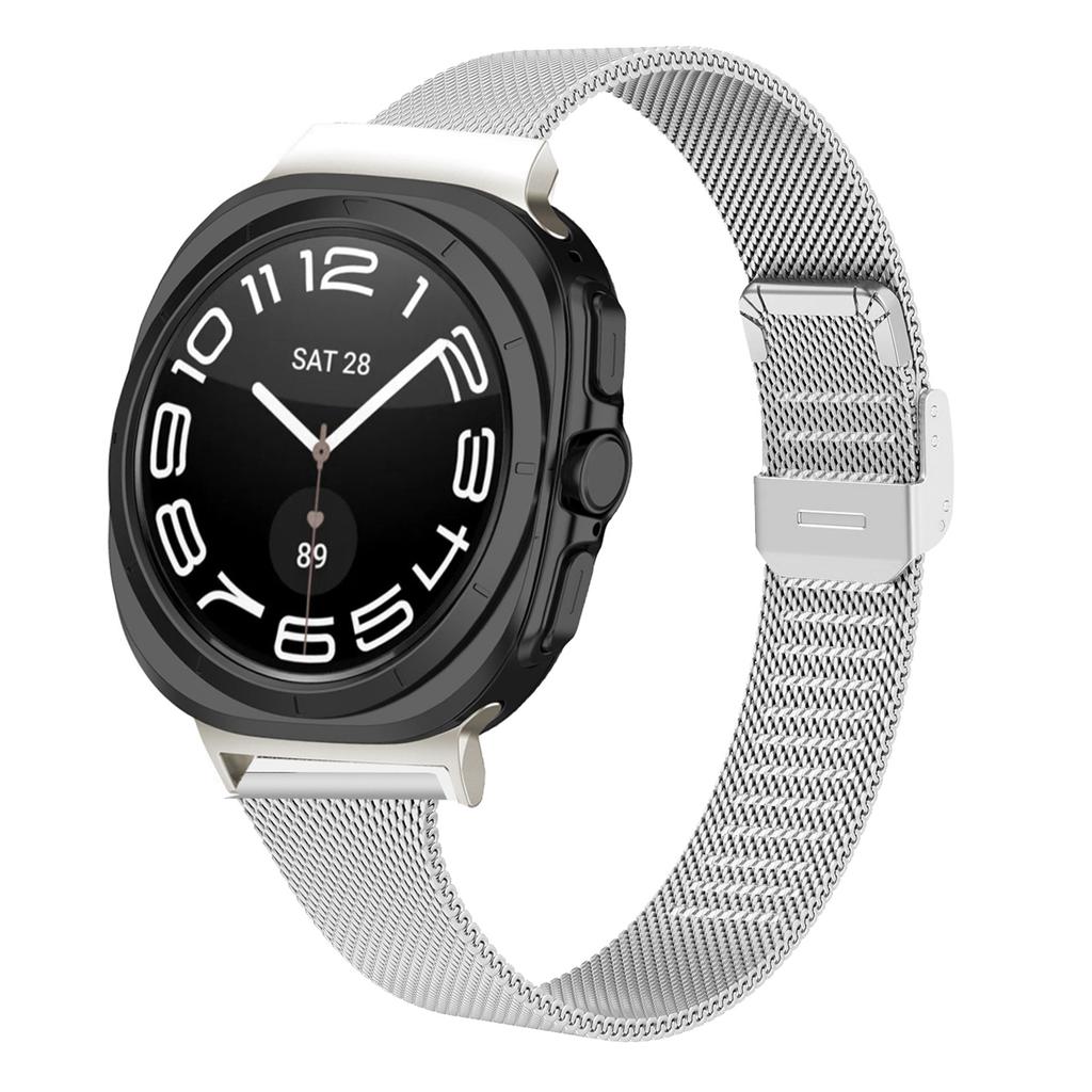 For Samsung Galaxy Watch Ultra 47mm Milanese Band Silver Stainless Steel Mesh Watch Strap