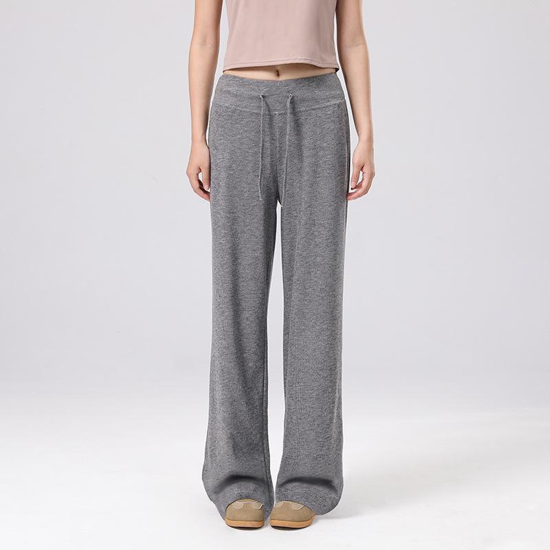 Plus Size High-Waisted Wide-Leg Knit Pants - Slimming & Casual Korean Style XXL серый