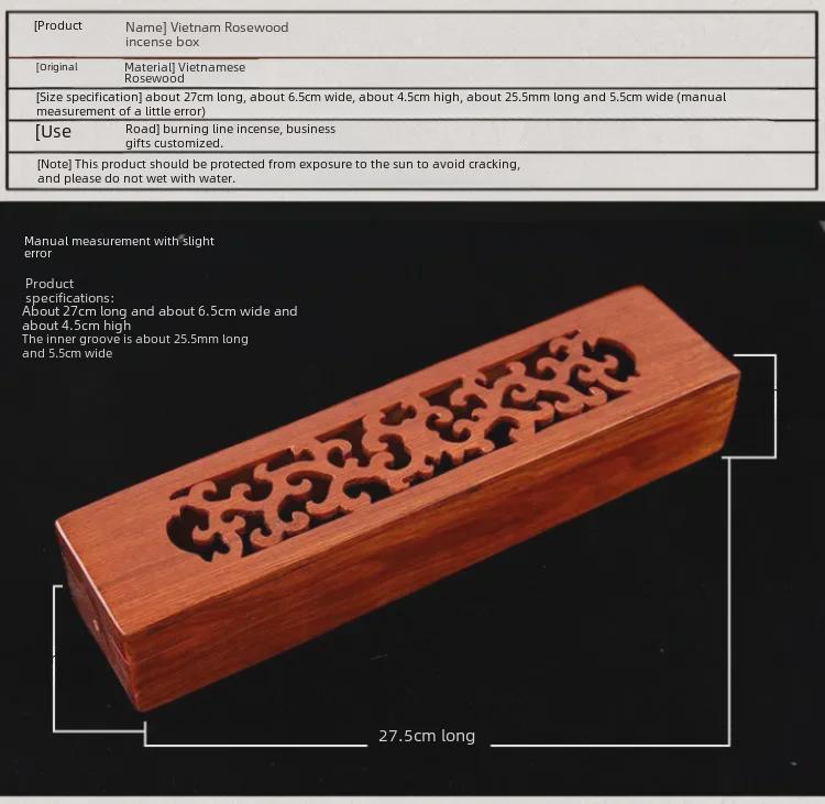 Arzător de tămâie din lemn de trandafir vietnamez și lemn de santal pentru tămâie de agar și tămâie indiană