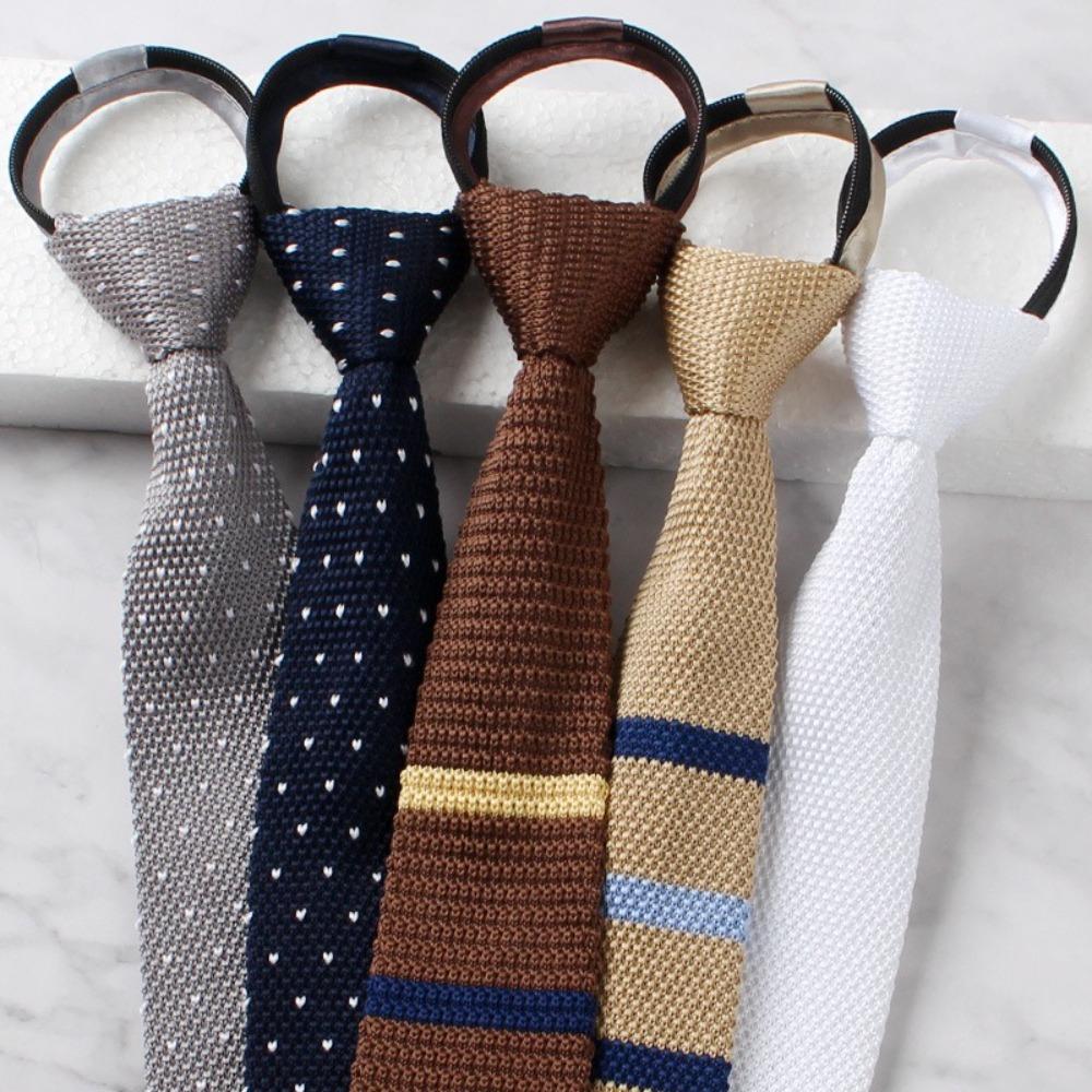 Gestreifte Strickkrawatte Reißverschluss Automatischer Reißverschluss Krawatte Bekleidungszubehör