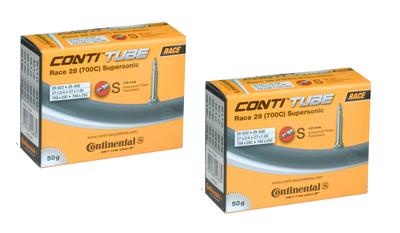 Set of Two Continental Supersonic Race28 Ultralight Tubes (700x20/25c, 42mm Valve Length) [Imported]