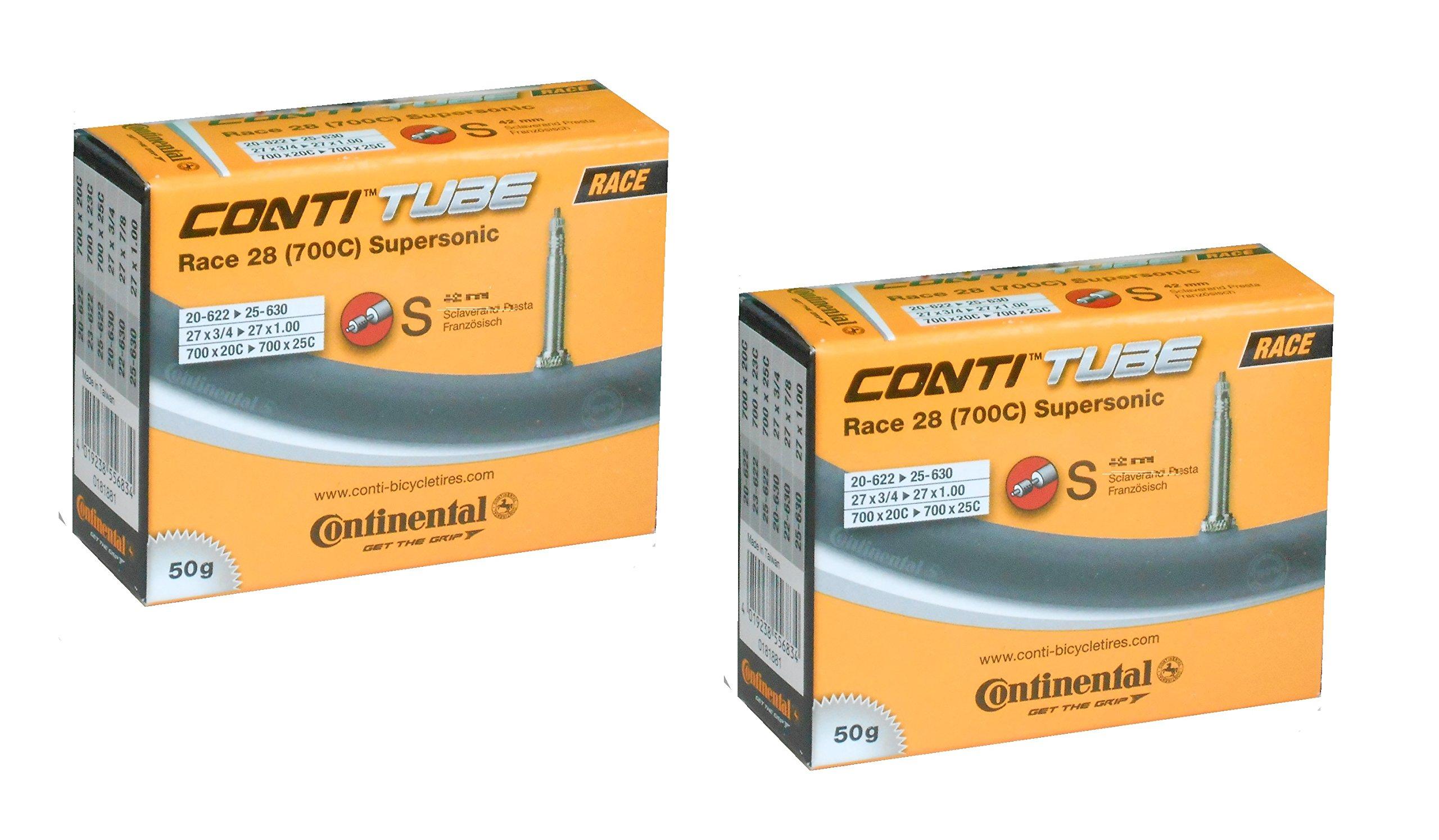 

Комплект из двух сверхлегких камер Continental Supersonic Race28 (700x20/25c, длина ниппеля 42 мм) [Импортировано]