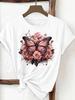 (Asian Size) trend flower cute Woman Women Fashion Tee Top Print Female Clothing Short Sleeve T Shirt Graphic T-shirts