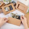 50 Buste Kraft con Finestra Design Pieghevole Ideali Per Cartoline Regalo Inviti Matrimoni Biglietti da Visita e Biglietti d'Auguri