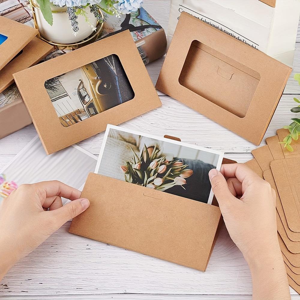 50 Buste Kraft con Finestra Design Pieghevole Ideali Per Cartoline Regalo Inviti Matrimoni Biglietti da Visita e Biglietti d'Auguri
