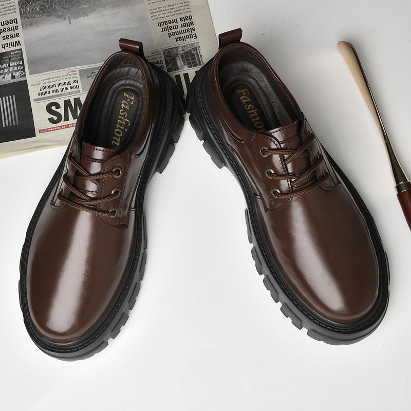 Italienische Herren Freizeitschuhe Leder Dicke Sohle Trendig Alleskönner Echtes Leder Business Schuhe Outdoor Designer Oxford Schuhe