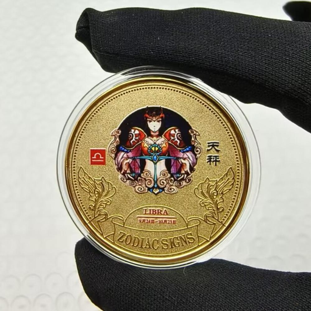 Twelve Zodiac Signs, Colored Coins, Metal Crafts, Lucky Coins, European and American Coins, Collecting, Playing with Coins, 12 Zodiac Signs Coins