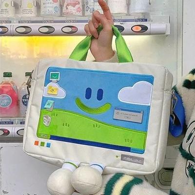 Umhängetasche mit lustigem Cartoon-lächelndem Gesicht für Studenten, All-Match-Stickerei, Laptoptaschen, modische, vielseitige Taschen mit großem Fassungsvermögen