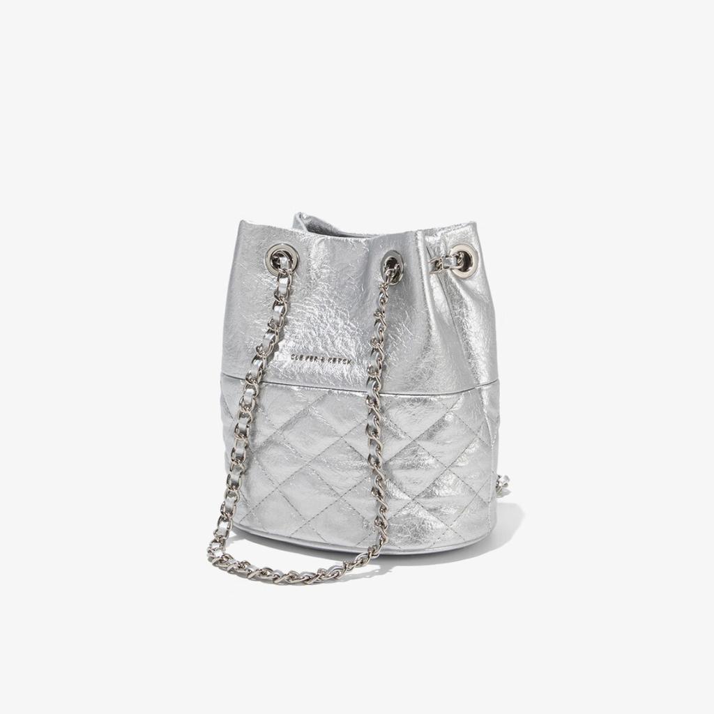 Diamond chain bucket bag new light luxury all-match small fragrance single shoulder crossbody bag length 18cm wide 12.5cm high 19cm