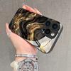 Golden Gradient Line Splice Pattern Tempered Glass Phone Case For iPhone 17 16 Pro Max 15 14 13 12 11 16E 7 8 Plus XR XS X Cover