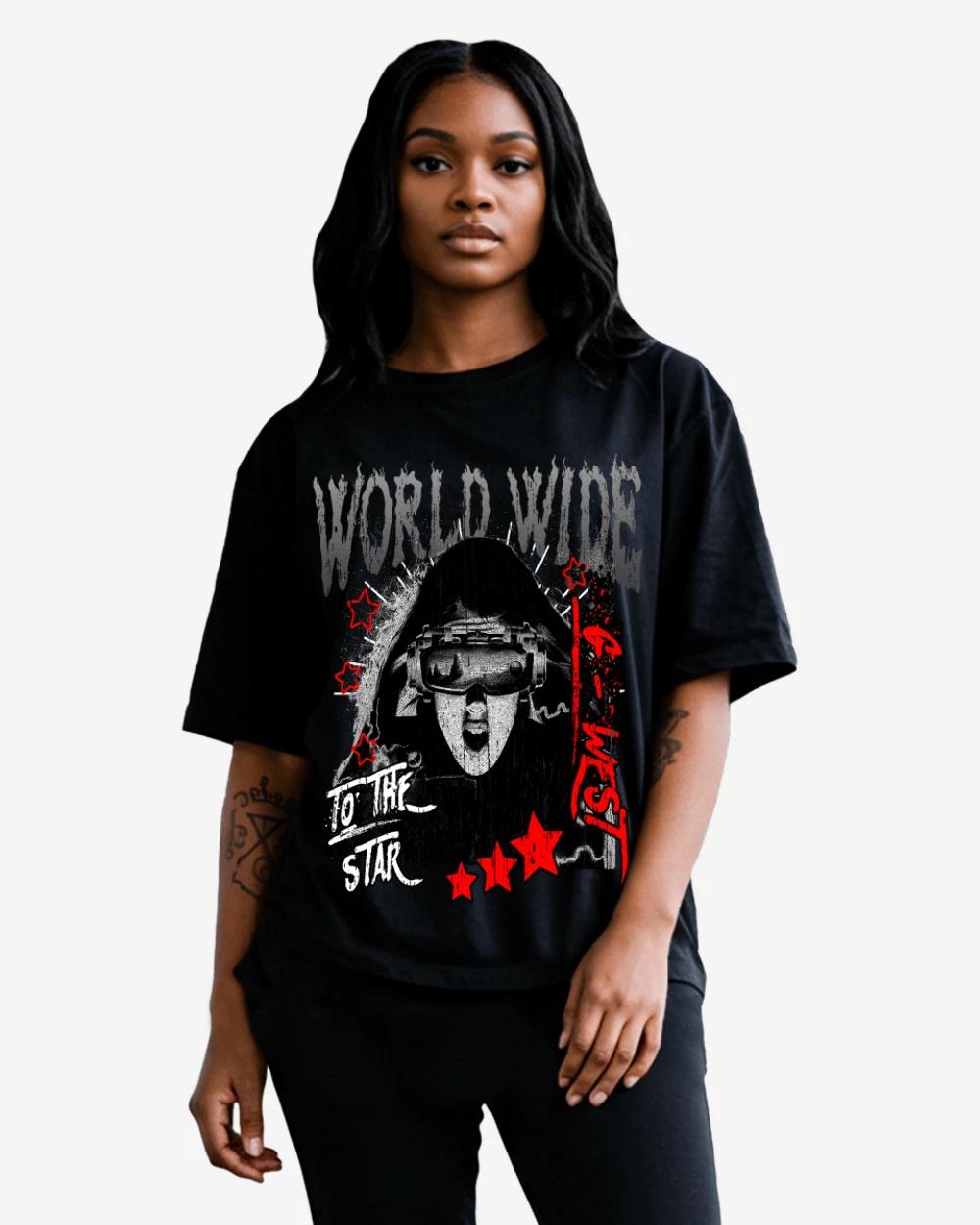 G West Oversized Old World Wide Star T Shirt -WOMEN 4XL
