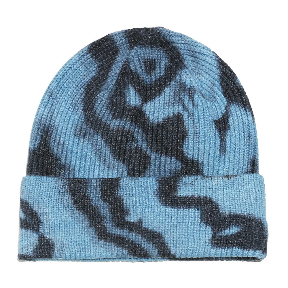 

Вязаная шапка тай-дай детская Temu осень и зима новая теплая зимняя шапка ретро шапка-пуловер женская M（56-58cm） синий