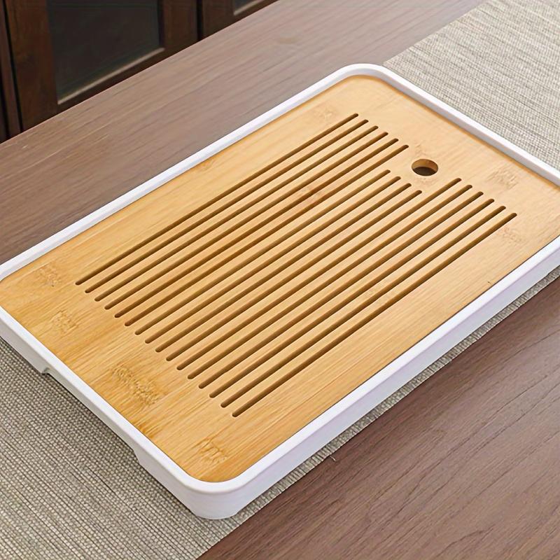 1ks Bambusový čínský Kung Fu podnos na čaj se zásobníkem vody Malý čajový stolek Podnos na čajové nádobí Hrnek na čaj Odkapávací podnos pro domácí čajovnu Restaurace Hotelový čajový doplněk