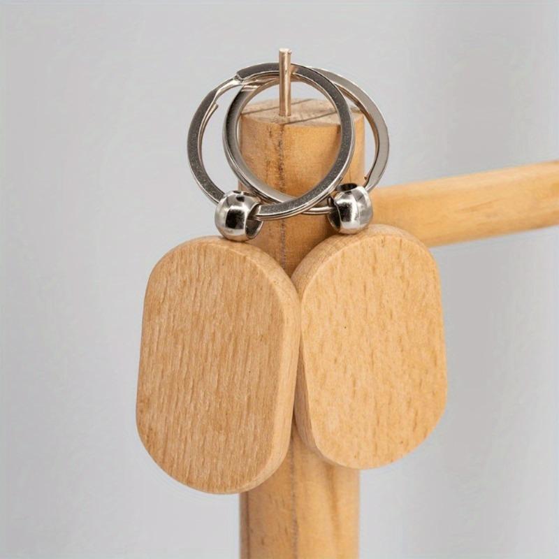 5/10 Pezzi Etichetta Quadrata in Legno Portachiavi Accessori Portachiavi Auto in Legno Pendente Moda per Borsa Porta Chiavi Scheda di Legno Vuota