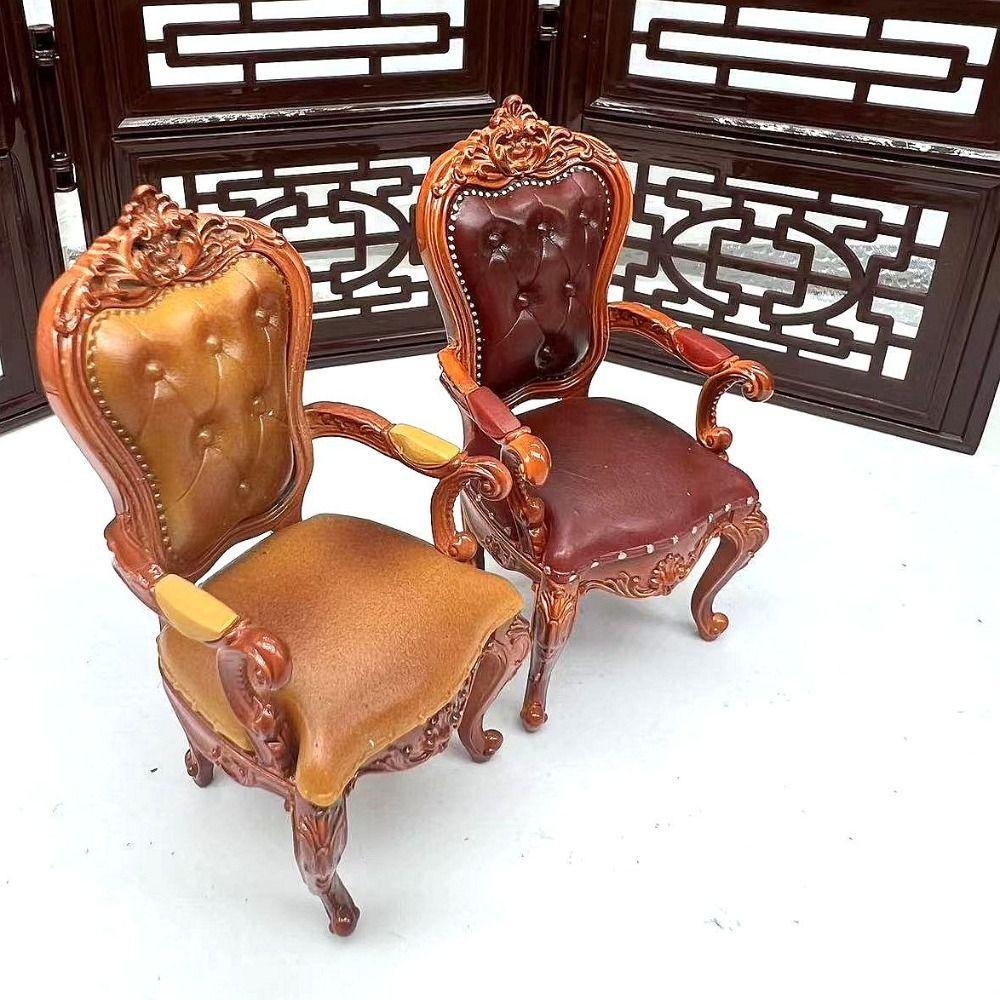 1/12 Scale Miniatures Furniture Mini Retro Doll Dining Chair Dollhouse Chairs Micro Landscape