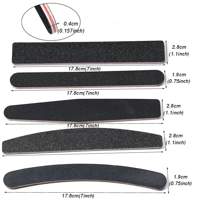 10pcs Nailfile Professional Nail Buffer Black Sandpaper Strong Straight Lime Angle 100/180 Buffing Sanding Files Tool Nail Files