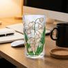 Gletscherstruktur Handbemalte Glas Tasse Blumen Design Bier Tasse Mode Saft Tasse Tee Zeit