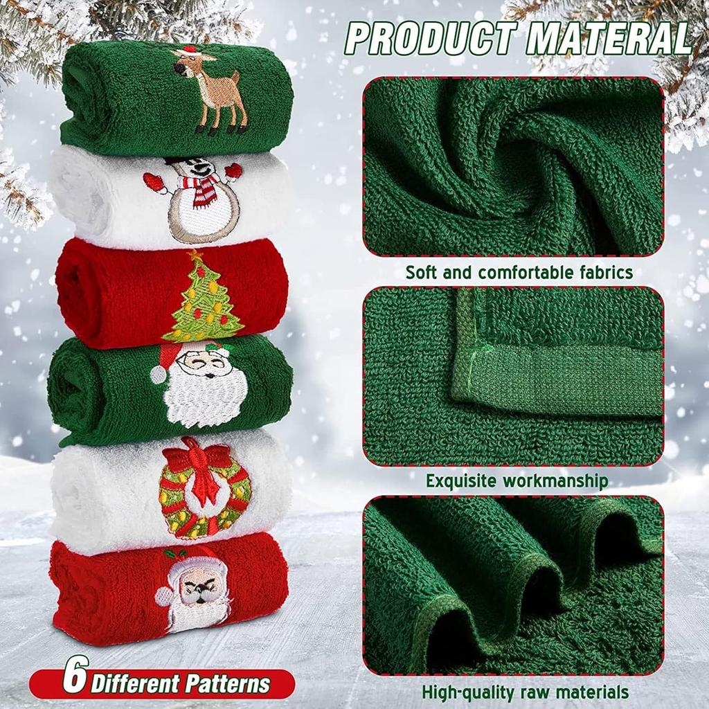 New Year Towel Classic Solid Xmas Tree/Snowman/Santa Claus Embroidery Bath Towel 45x32cm Christmas Hand Towels