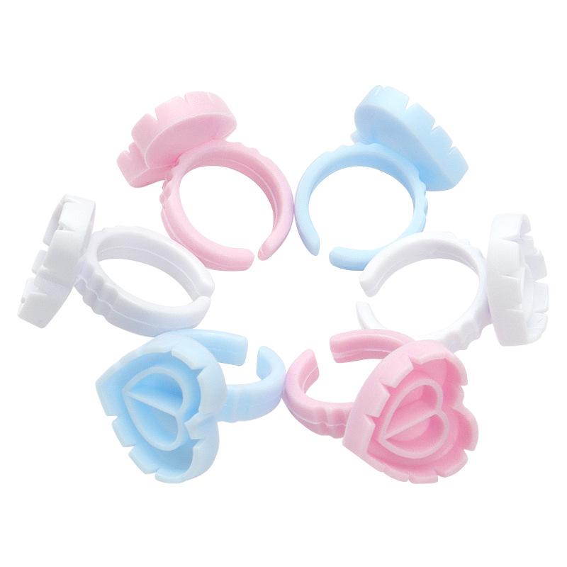 Heart-Shaped Eyelash Glue Ring Cups, 100-Pack - Eyelash Grafting & Embroidery Tools