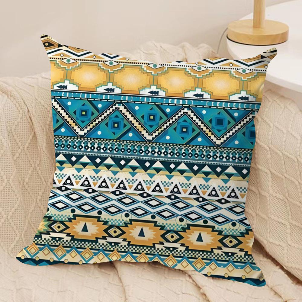 Red Ethnic Style Shading Cushion Cover Soft Plush Fabric DoubleSided Printed Sofa Cushion Cover for All Seasons Home Decor Gift