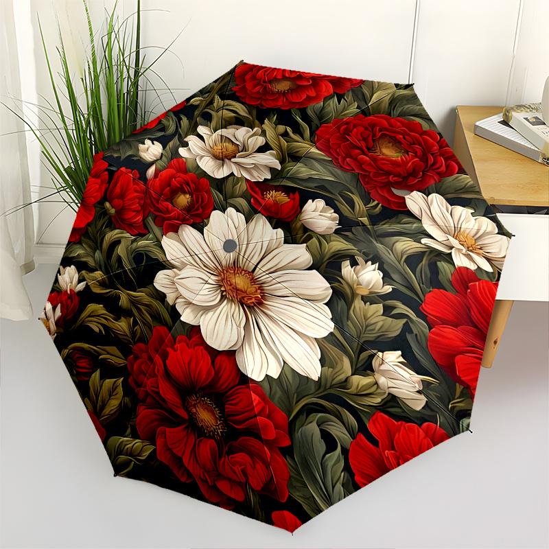 

Floral Pattern Theme 8 Bone Hand Automatic Folding Umbrella, Compact and Portable Design, A Perfect Gift for Birthday, Christmas or Business