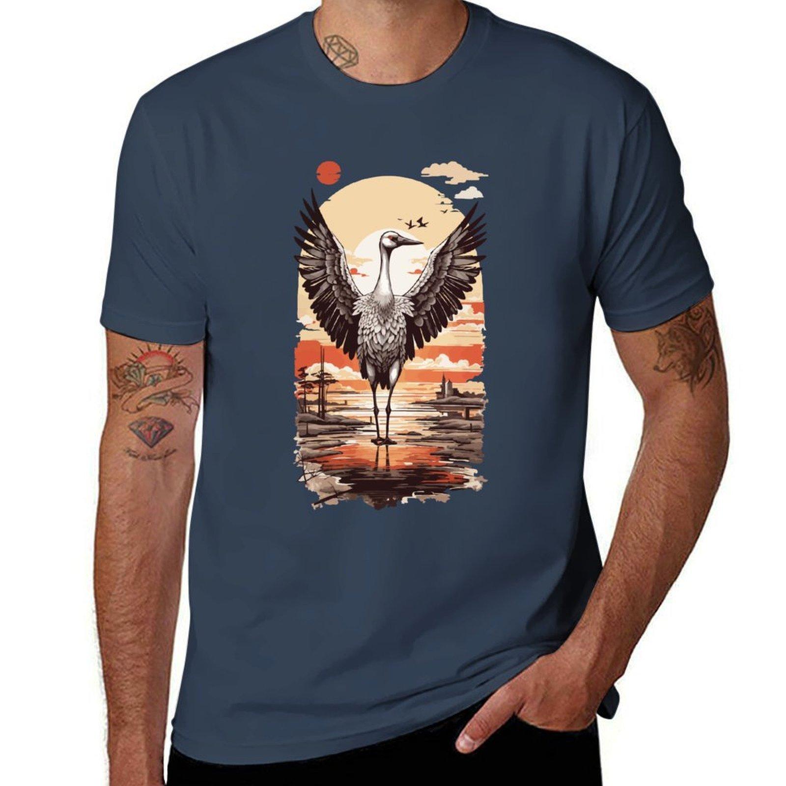 Kranich Ukiyoe Tradition Japan Tshirt Soft Lightweight Cotton Tshirt S