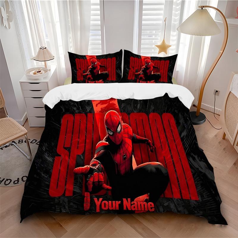Custom 3pcs Spiderman Action Bedding Sets For All Sizes New 231D Printed Bed Cover Comforter Duvet Cover Pillowcase Bedroom Decoration