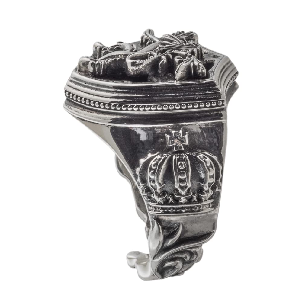 Artemis Kings Lion Shield One Size Fits Silver Brand Silver 925 Ring, All, AKR0065, Men's Accessory, Jewelry, Ring,