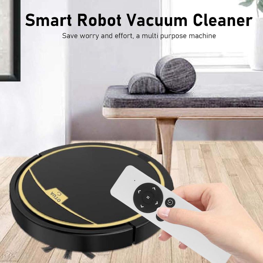 Ultra Thin Fully Automatic Robot Vacuum Cleaner Smart Robotic Vacuum Cleaner for Dust Hair Fluff Black With Water Tank 32x35 Cm