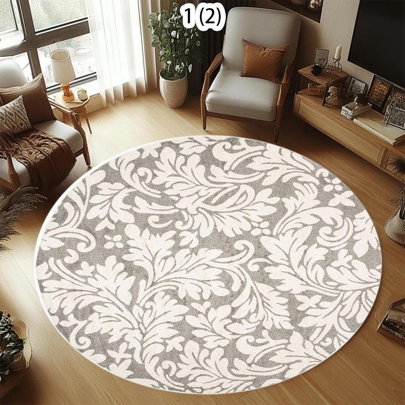 Minimalist Floral Round Carpet Nordic Modern Home Decor Living Room Bedroom Floor Mat Soft Non-slip Circle Rug