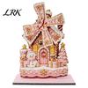 Kerstman Bureau Centerpiece Kerst Windmolen Houten Ornament, Decoratief Ambacht met Draaiend Peperkoekhuis Tafeldecor Bladen, Handgemaakt